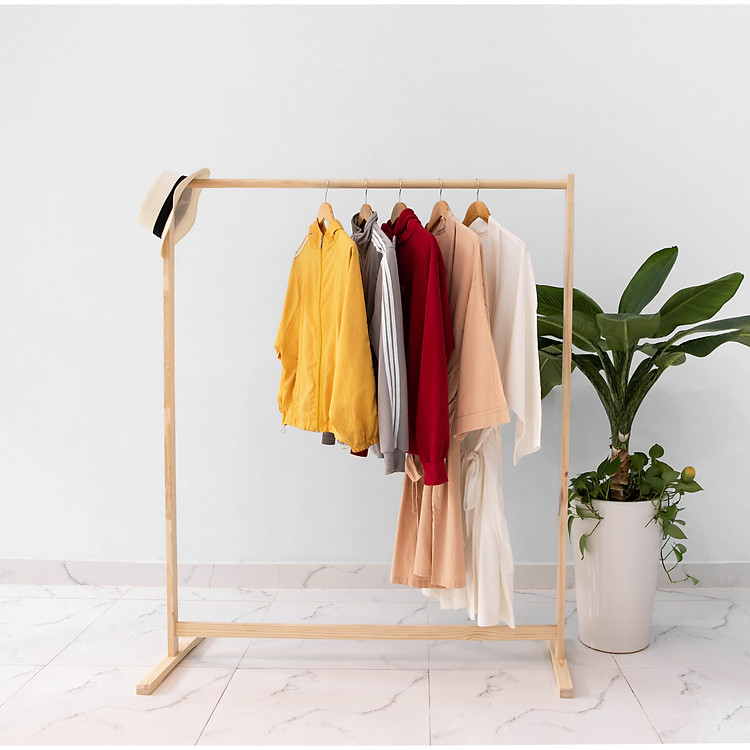 (BIG SIZE) GIÁ TREO QUẦN ÁO HÀN QUỐC NGANG 1M2 - SINGLE HANGER - MÀU TỰ NHIÊN