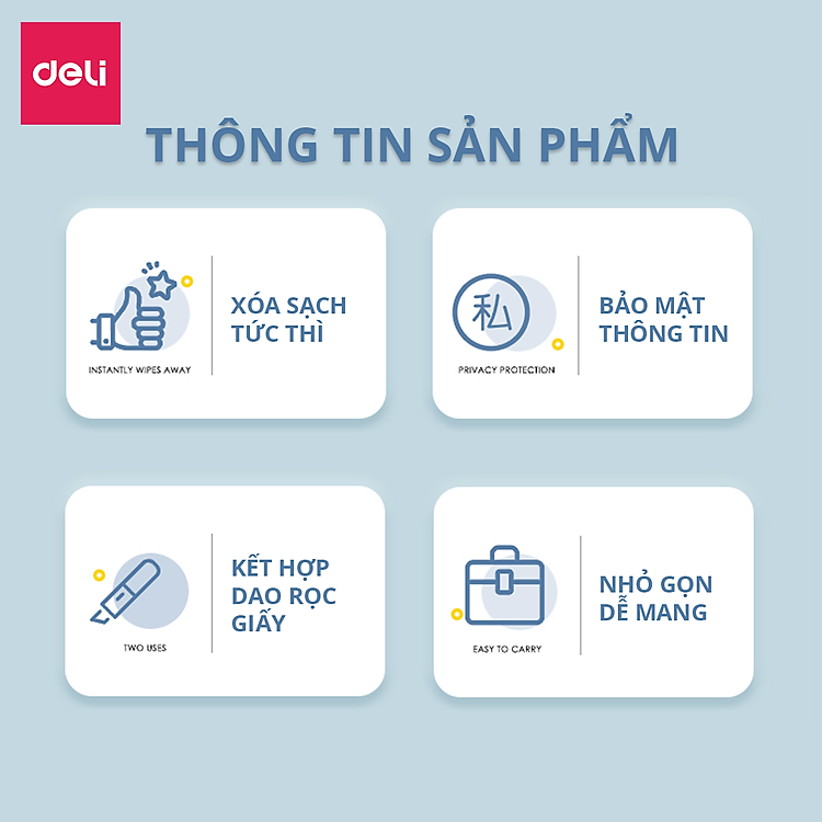Bút Xóa Thông Tin Trên Bill Đơn Hàng Kèm Dao Rọc Giấy Deli JQ122 - Xám - Ảnh 2