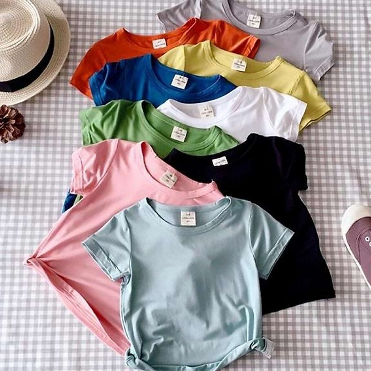 5 chiếc Áo Thun Cotton Kiểu Dáng Basic Cho Bé Trai/Gái 8-18kg (Giao 5 màu khác nhau)