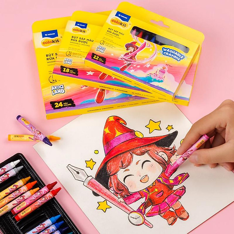 Hộp Bút Sáp Màu Rửa Được Colorkit (12 chiếc) - Ảnh 2
