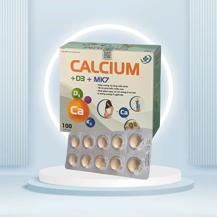 Viên uống canxi calcium d3 MK7 vinaphar 1 , Hộp 100 Viên - Bổ sung Canxi, khoáng chất cho cơ thể