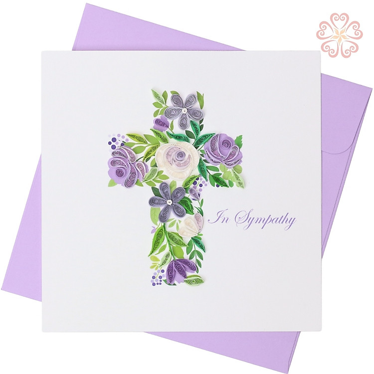 Thiệp chia buồn giấy xoắn - thập tự hoa - nhiều mẫu mã - size 15x15cm