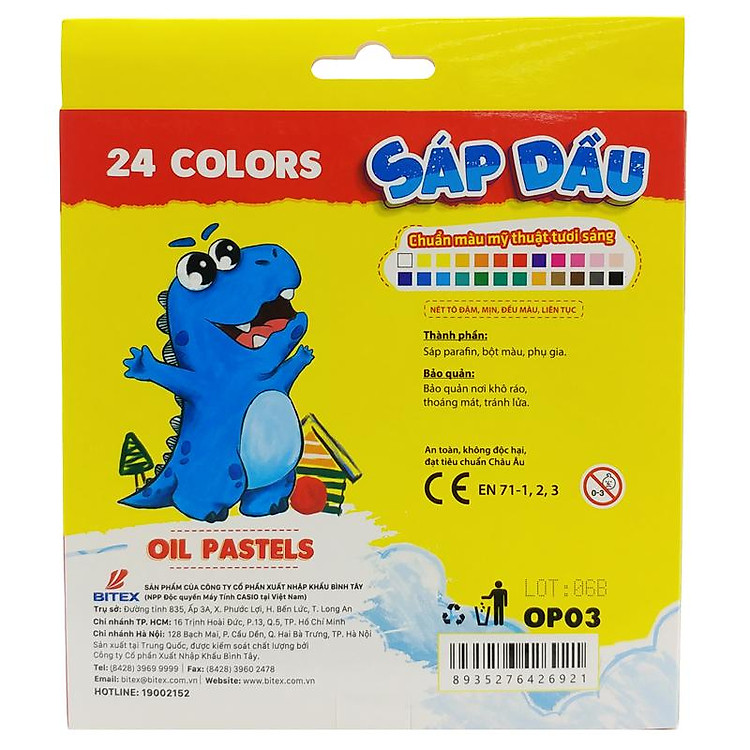 Sáp Dầu 24 Màu Dino - Smart Kids OP03 - Ảnh 3