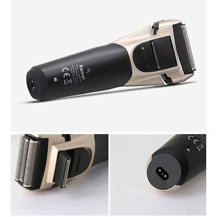 KEMEI Triple Blade Washable Rechargeable Electric Shaver Reciprocating Razor Beard Trimmer