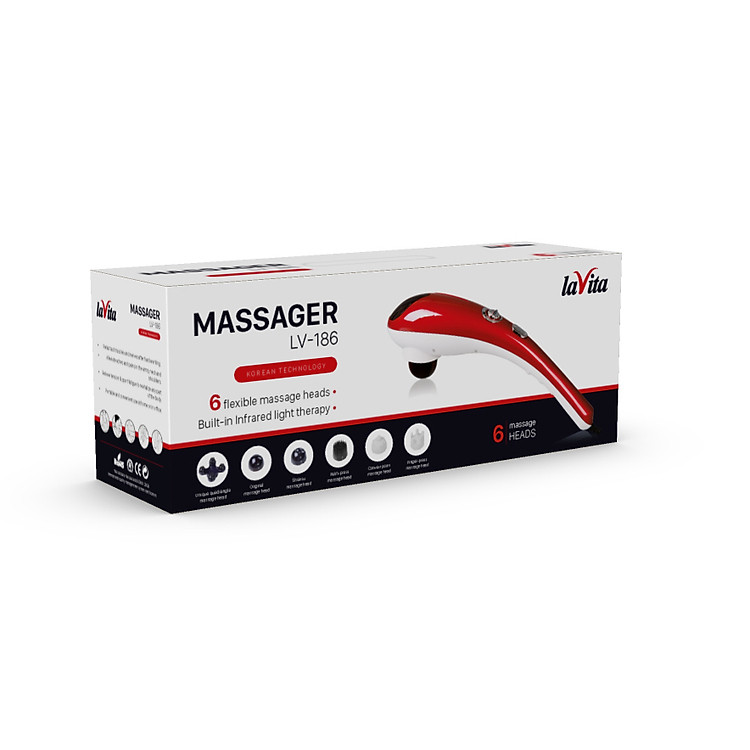 Máy massage cầm tay 6 trong 1 LaVita LV-186 với 6 đầu massage tích hợp đèn LED hồng ngoại