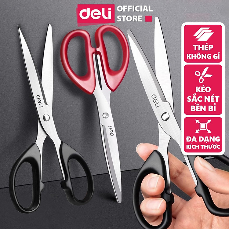 Kéo Văn Phòng Lưỡi Thép Không Gỉ Deli (16cm)