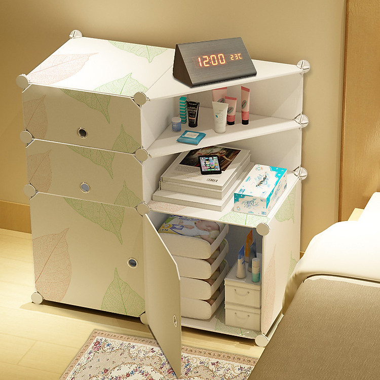 Tủ đầu giường trang trí phòng ngủ (2 ô lớn 2 ô nhỏ 2 ô xéo)