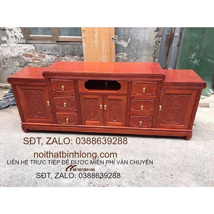 kệ tivi mõ lồi gỗ xoan đào kt 2m2