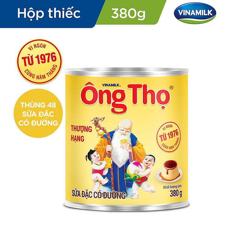 Thùng 48 sữa đặc có đường Ông Thọ trắng - Hộp thiếc 380g