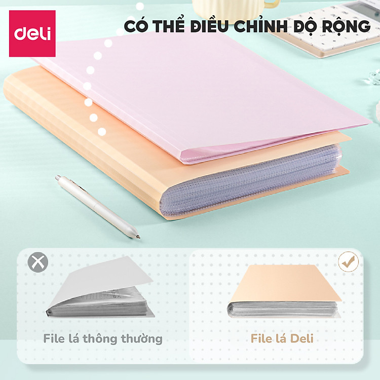 File đựng tài liệu A4 (30 lá) Deli - Cam - Ảnh 2