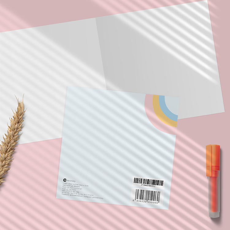 Thiệp tình yêu vuông 12x12 cm hình mây cầu vòng dễ thương - Ảnh 3