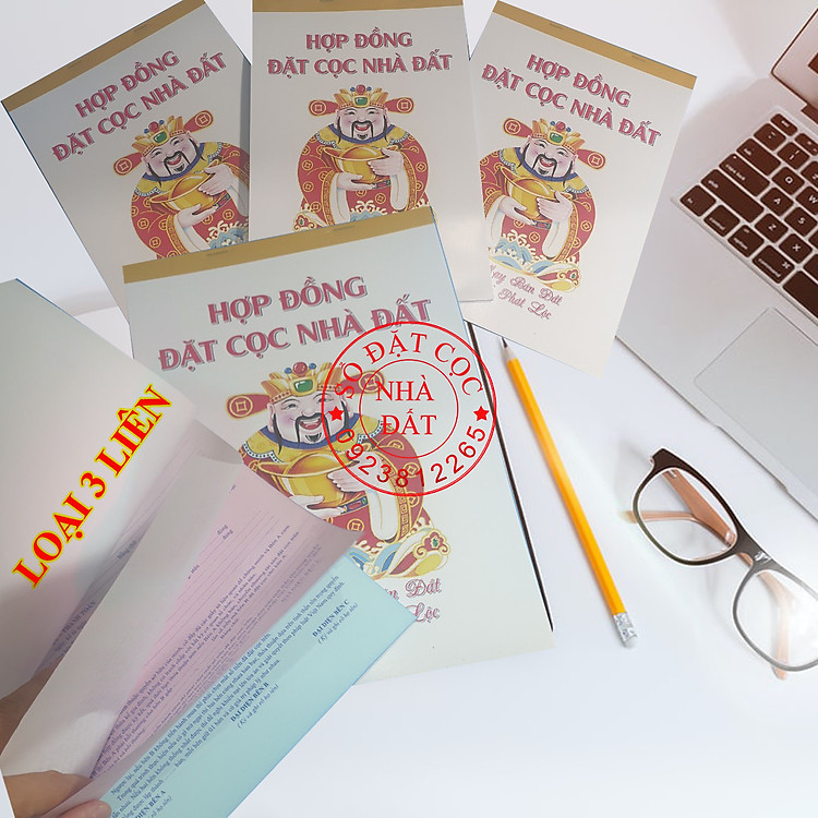 Sổ đặt cọc nhà đất Thần Tài loại 3 liên - Mẫu hợp đồng đặt cọc nhà đất loại 3 liên