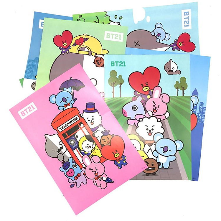 Set poster 8 tấm BT21 đẹp