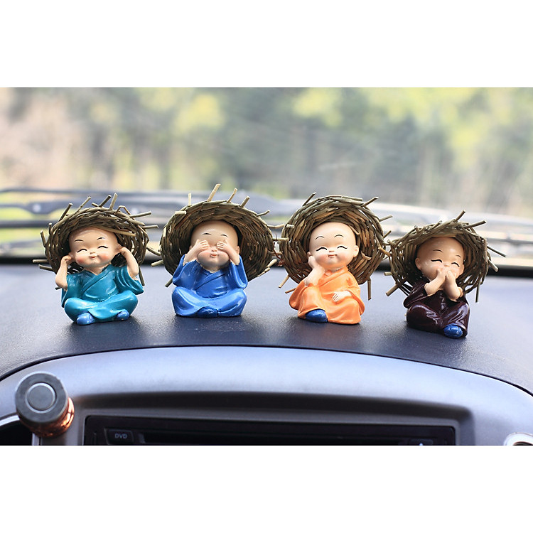 Tượng 4 Chú Tiểu - Nón Rơm - Ảnh 2