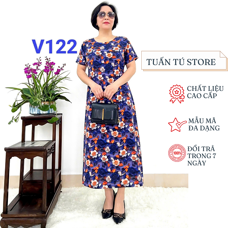 Đầm Cho Mẹ Trung Niên Chất Liệu Lụa Mango Cao Cấp Mềm Mịn Không Nhăn Xù Mẫu Mã Đa Dạng Đủ Size Từ 45-65kg - Tuấn Tú Store