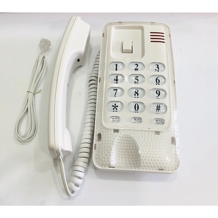 Điện thoại bàn có dây nhỏ gọn màu trắng