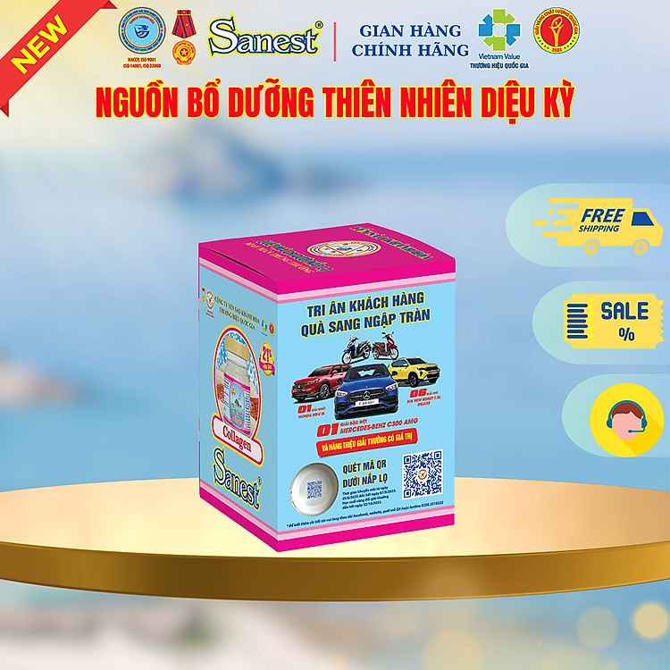 NEW[Combo 10 lọ] Nước Yến sào Khánh Hòa Sanest 21%- Collagen.