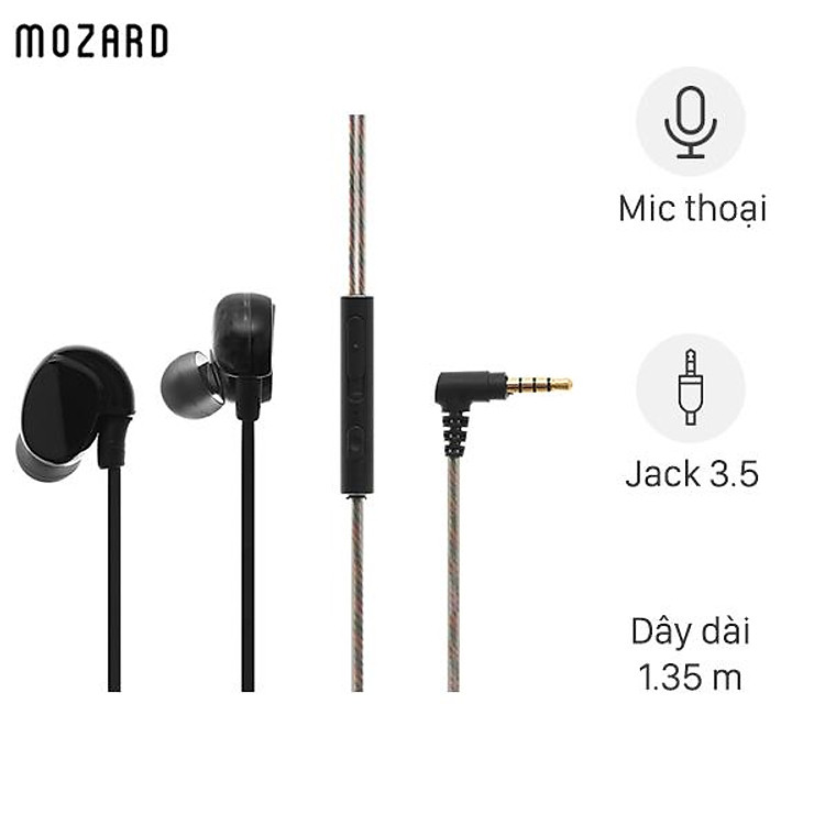 Tai nghe nhét tai dual driver EP Mozard S80 Đen - Hàng Chính Hãng