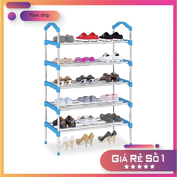 Kệ để giày dép 5 tầng khung inox - Kệ Để Giày Giá Rẻ