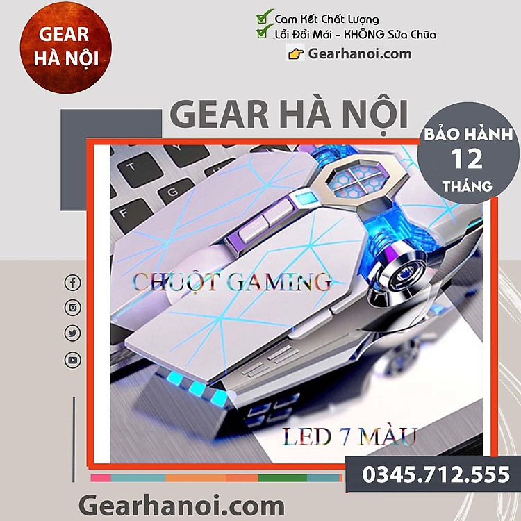 Chuột máy tính Q7 LED 7 màu lung linh, siêu nhạy để chơi game hay làm việc văn phòng