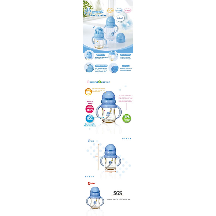Bình uống nước ống hút KUKU 140ML Giá rẻ - Hình ảnh 4