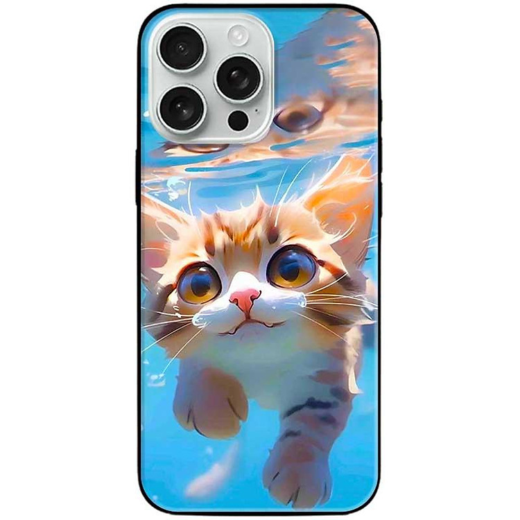 Ốp lưng cho iPhone 14 - iPhone 14 Plus - iPhone 14 Pro - iPhone 14 Pro Max - Mèo Bơi - Hàng Chính Hãng