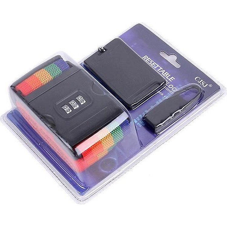 Bộ dây đai khoá vali chống mất trộm đi du lịch hình chữ thập 3 in 1