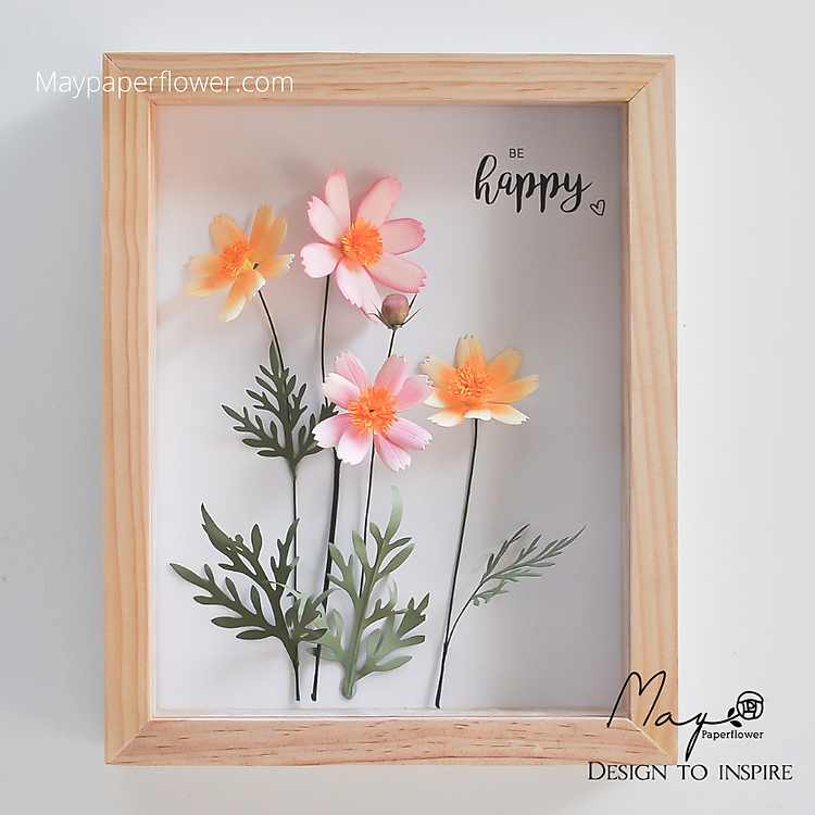 Tranh hoa giấy handmade trang trí cao cấp SIMPLICITY Hoa Sao Nhái 20x25cm - Maypaperflower Hoa giấy nghệ thuật