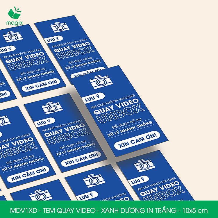 Tem chú ý quay video (500 cái) - 10x5 cm - Xanh dương in trắng - Ảnh 3