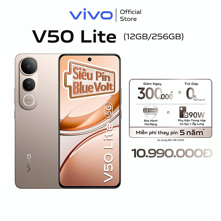 [MỚI] Điện thoại vivo V50 Lite (12GB/256GB) - Hàng chính hãng - Bảo hành 12 tháng - 1 Đổi 1 trong tháng đầu tiên