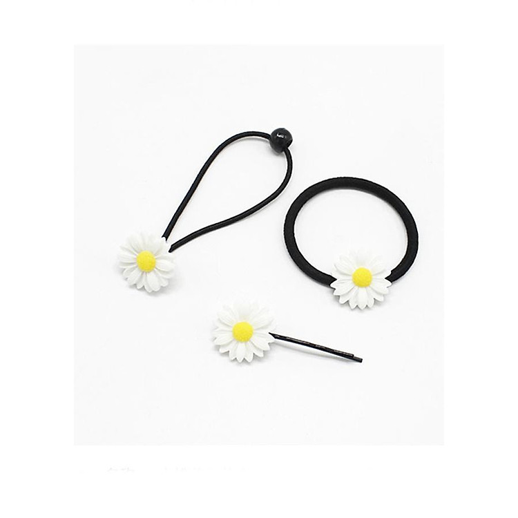 Set 3 phụ kiện tóc hoa cúc họa mi - Tặng móc khóa gỗ