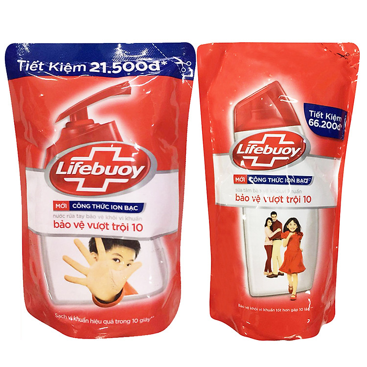 Combo Lifebuoy Bảo Vệ Vượt Trội Tiết Kiệm (Túi Sữa Tắm 850g Và Túi Nước Rửa Tay 450g)