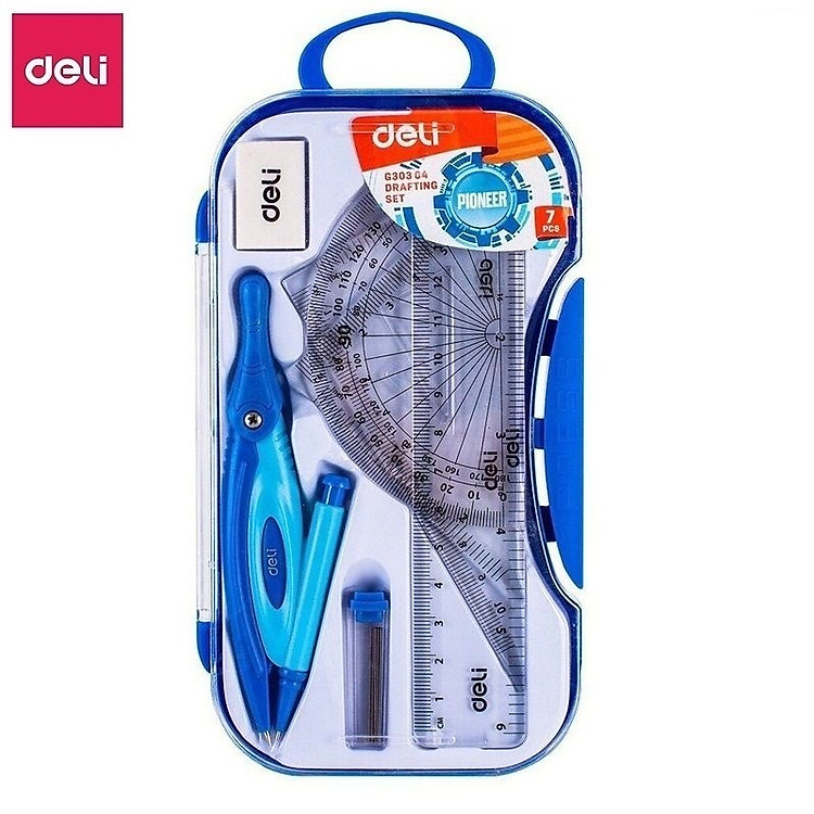 Bộ compa 7 món Deli 30304 / Compa chì kim Deli G30304
