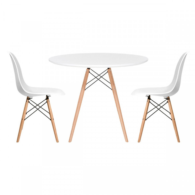 Bộ Bàn Tròn Trắng 2 Ghế Eames