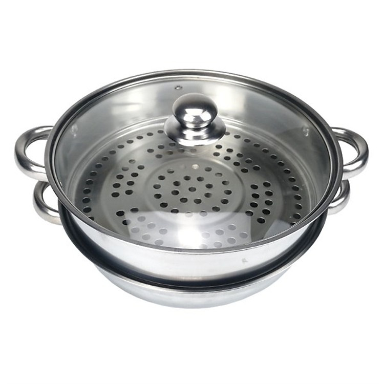 Nồi vừa hấp, vừa lẩu dùng cho bếp ga, bếp từ bằng inox 304 GS0091