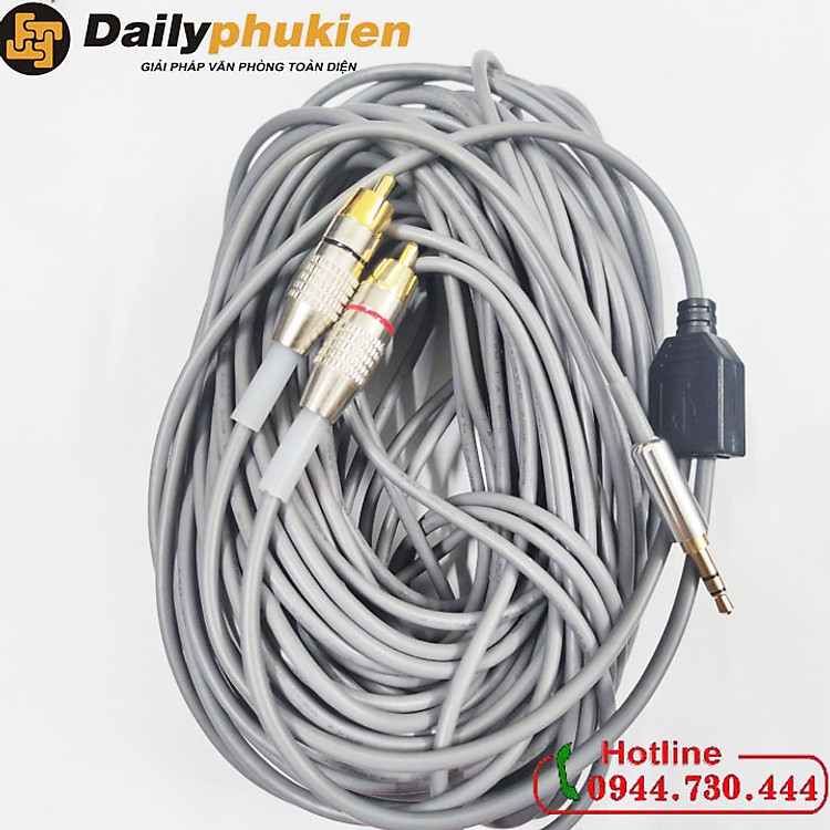 Dây loa 3.5mm sang 2 đầu AV dài 30m
