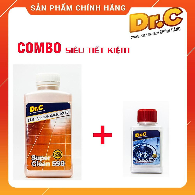Combo Dr.C CHÍNH HÃNG siêu tiết kiệm (Làm sạch sàn gạch, thiết bị men sứ ( 1 lít)+ Làm sạch đường ống, lồng giặt Bessy)