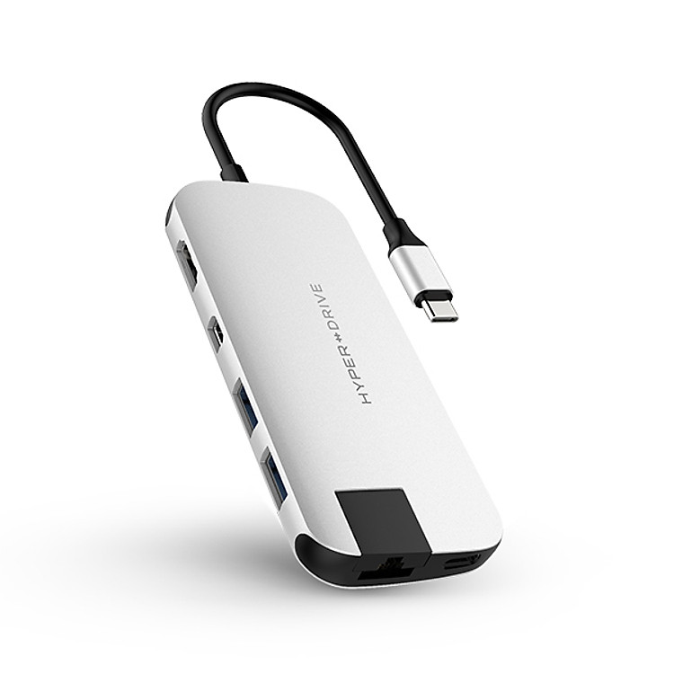 Cổng chuyển Hyper HyperDrive Slim 8 in 1 USB-C Hub dành cho Macbook, PC và Devices - Hàng Chính Hãng