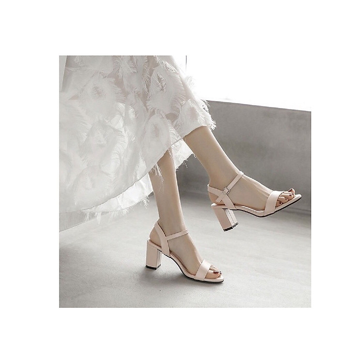 Sandal Giày Cao Gót Công Sở Đẹp Basic Da Lì Quai Hậu Đế Vuông Cao Cấp Cao 7 Cm Phong Cách Hàn Quốc.