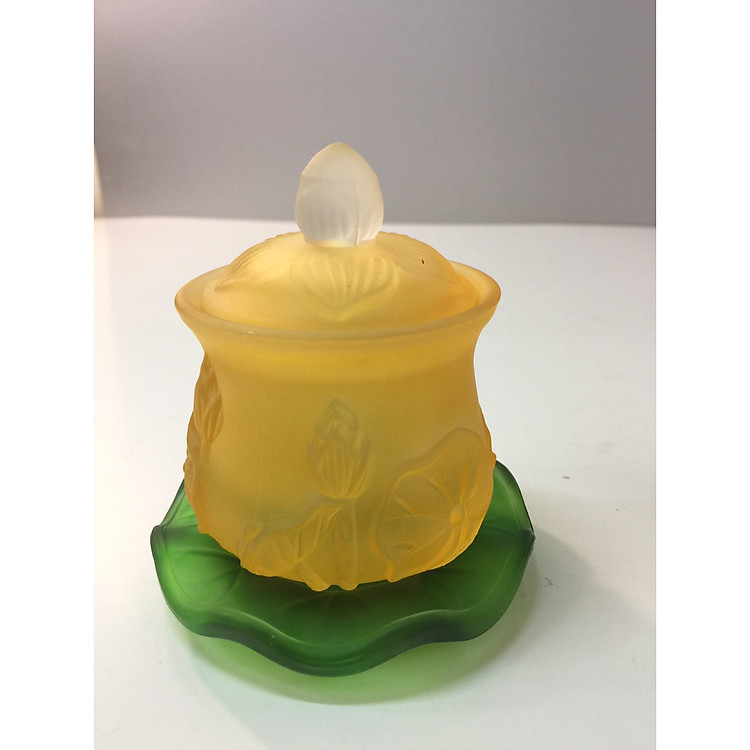 ly nước cúng Phật - có nắp và đế - hoạ tiết hoa sen M098