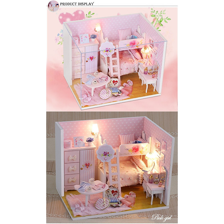 Nhà búp bê Ngôi nhà thu nhỏ Pink Girl Chính hãng Ưu đãi - Hình ảnh 3