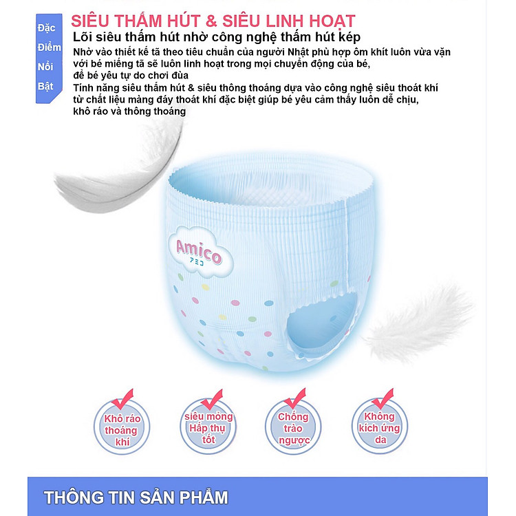 Tã dán Amico Nhật size L44+6 Chính hãng Tiết kiệm - Hình ảnh 3