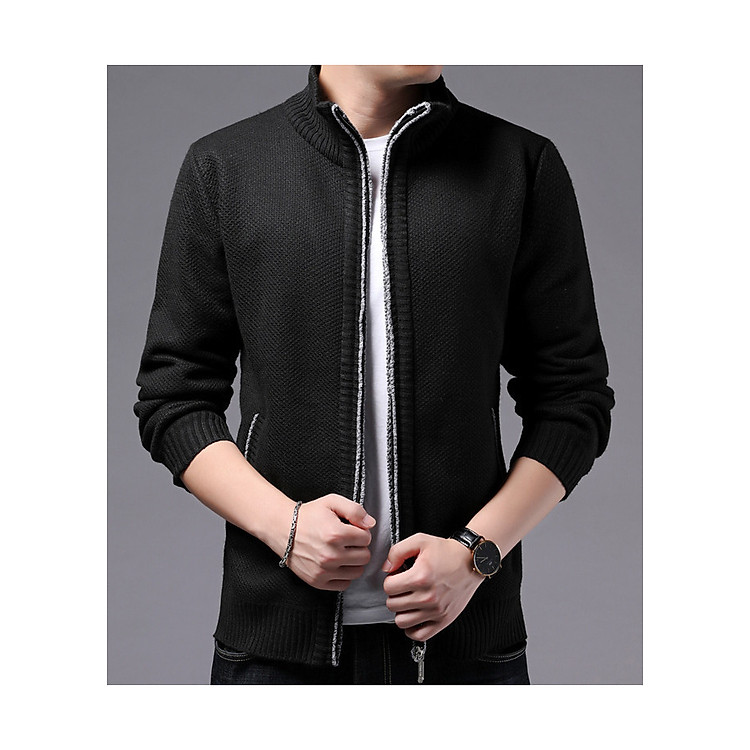 Áo khoác len nam dài tay, khóa kéo, dáng bomber – AL27