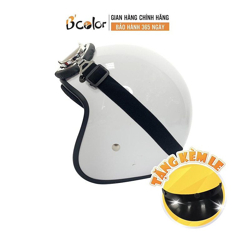 Mũ Bảo Hiểm 3/4 Màu Trắng Thời Trang Chính Hãng B'COLOR