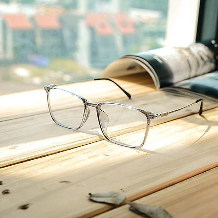 Gọng Kính Cận Nhựa Vuông Nữ 2171 Xám Trong Suốt