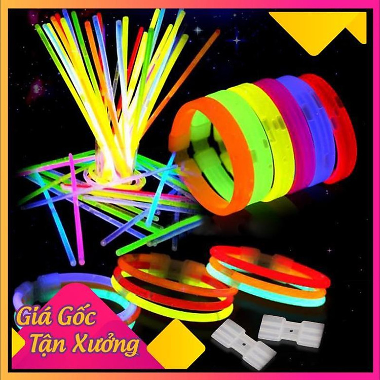 Combo 100 Que Dạ Quang Glow Stick Phát Sáng Kèm 100 Đầu Nối FREESHIP TP'S