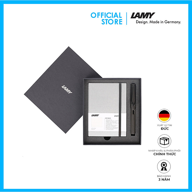 Bộ Sổ Lamy A6 Softcover Grey + Bút Lamy Safari Matt Black