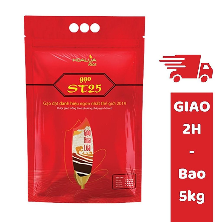 Gạo ST25 Hoa Lúa túi 5kg - Dẻo nhiều, mềm cơm, hương thơm đặc trưng