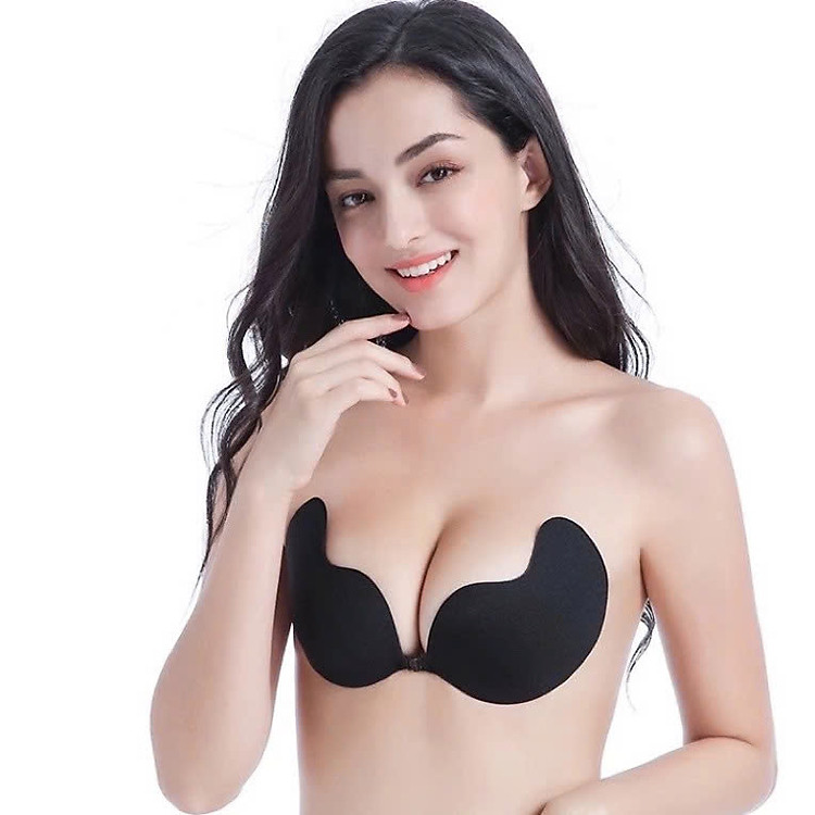 Áo Lót Dán Nâng Ngực Silicon MÀU ĐEN Size A (32-34) - Áo Bra Dán Ngực Silicon Cài Trước Không Gọng