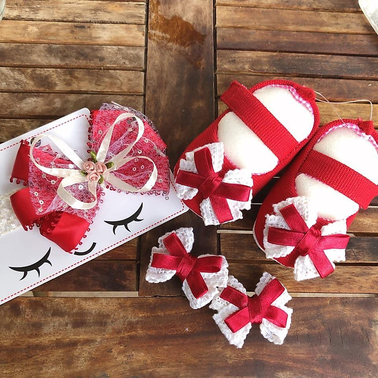 Combo Giày Tập Đi + Băng Đô + Kẹp tóc cho bé gái - Nhiều Màu lựa chọn